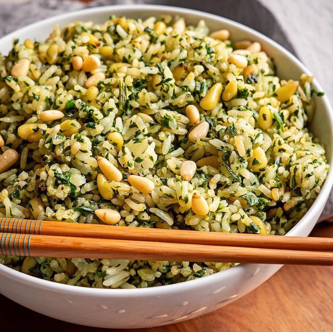 Spinach and Pine Nut Fried Rice