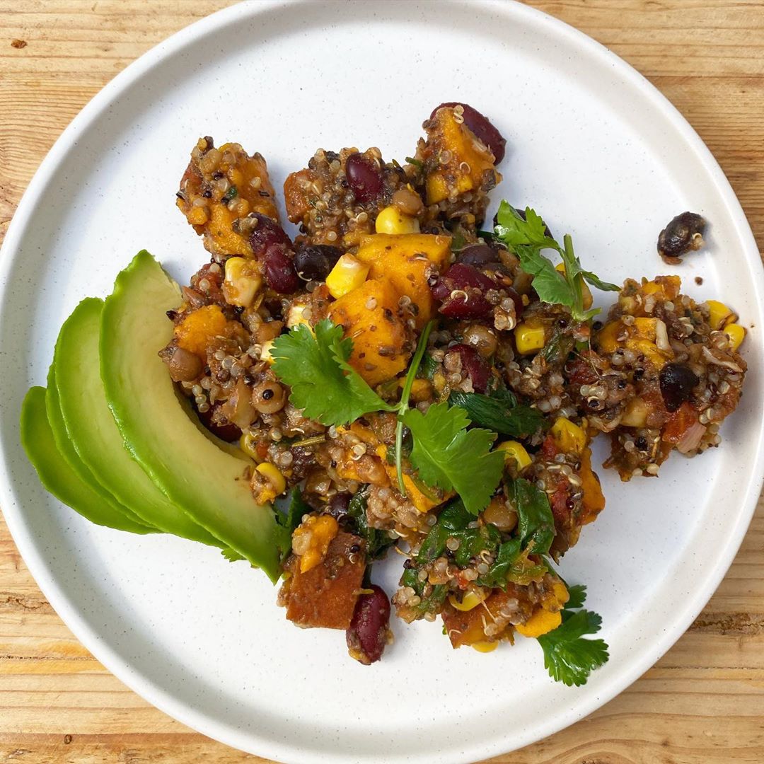 Easy Mushroom, Quinoa and Sweet Potato Chilli