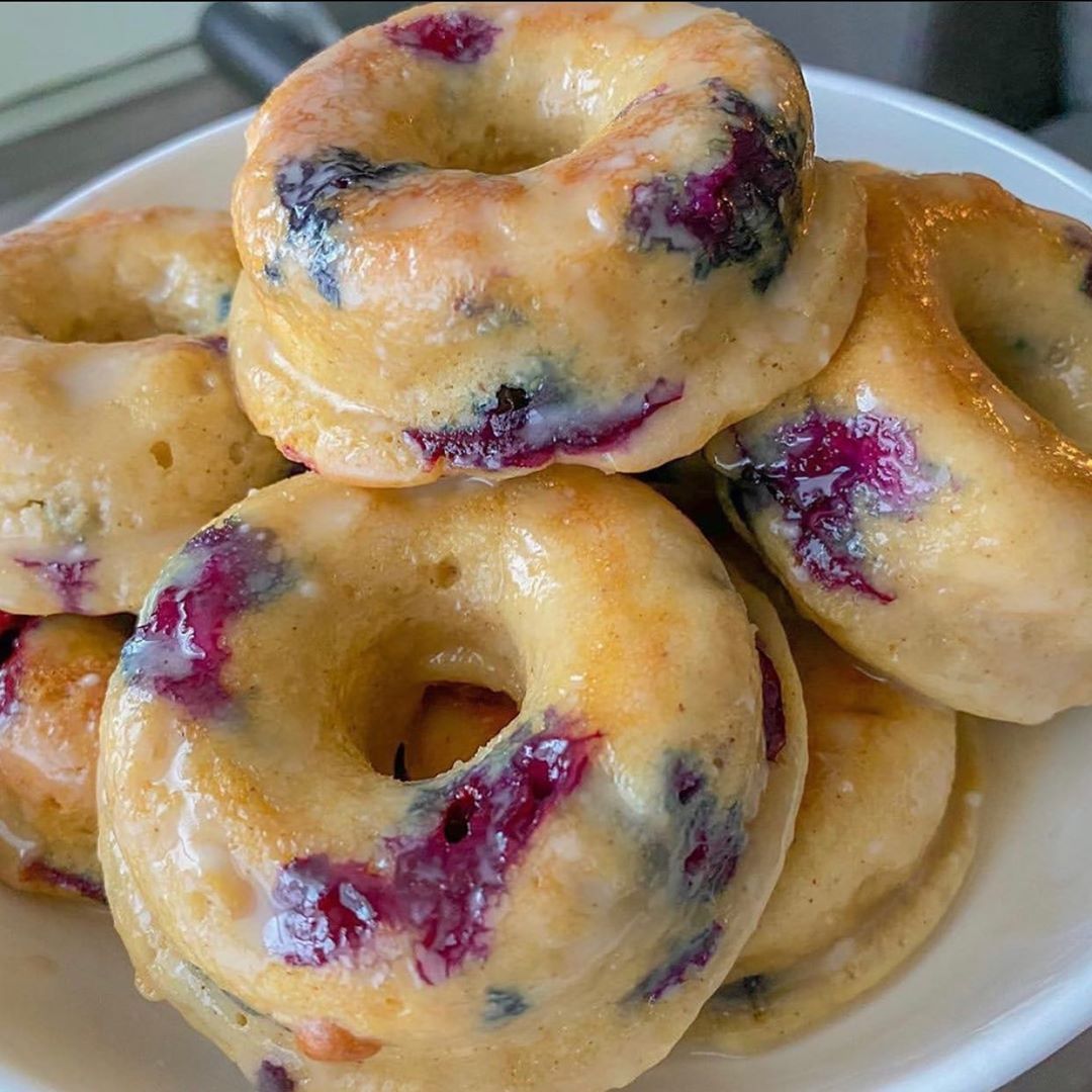 Minute Vegan Baked Blueberry Donuts
