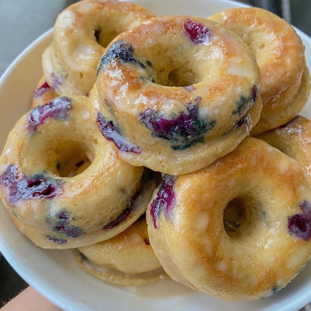 Minute Vegan Baked Blueberry Donuts