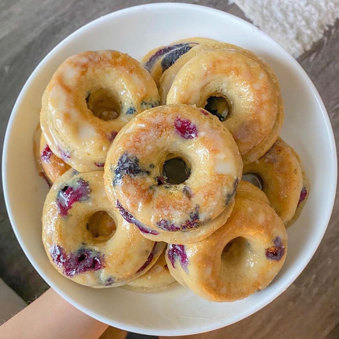 Minute Vegan Baked Blueberry Donuts