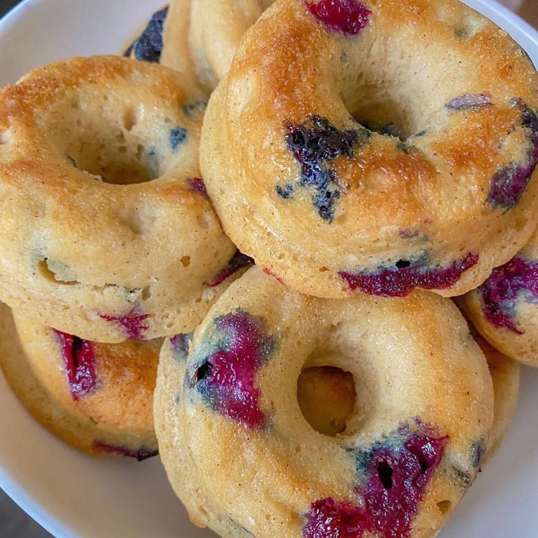 Minute Vegan Baked Blueberry Donuts