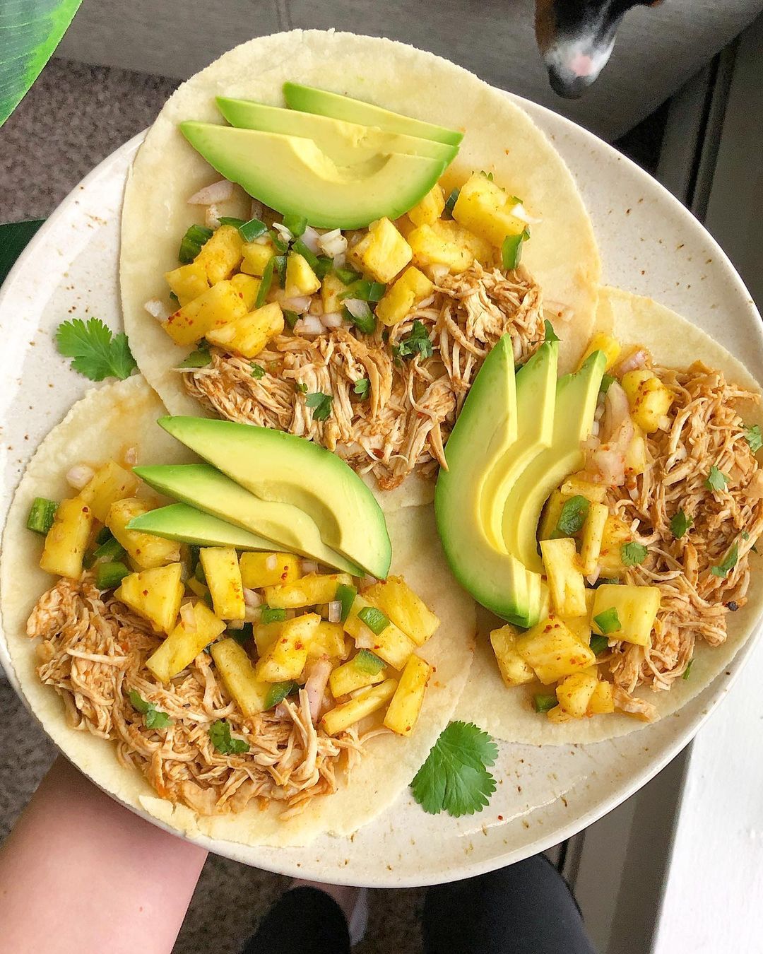 Chicken Tacooos with Pineapple Salsa & Avocado in Almond Flour