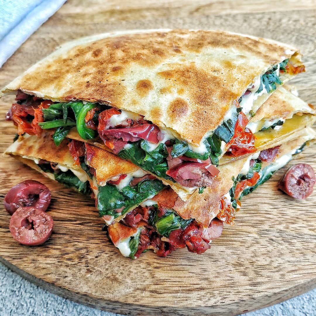 Spinach, Olive & Sun-Dried Tomato Quesadilla