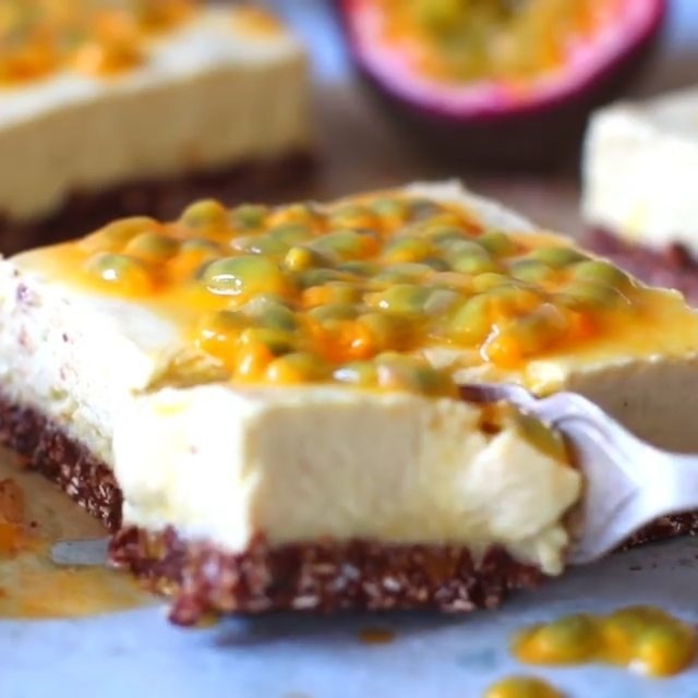 Tropical Vegan Passionfruit Yogurt Slices