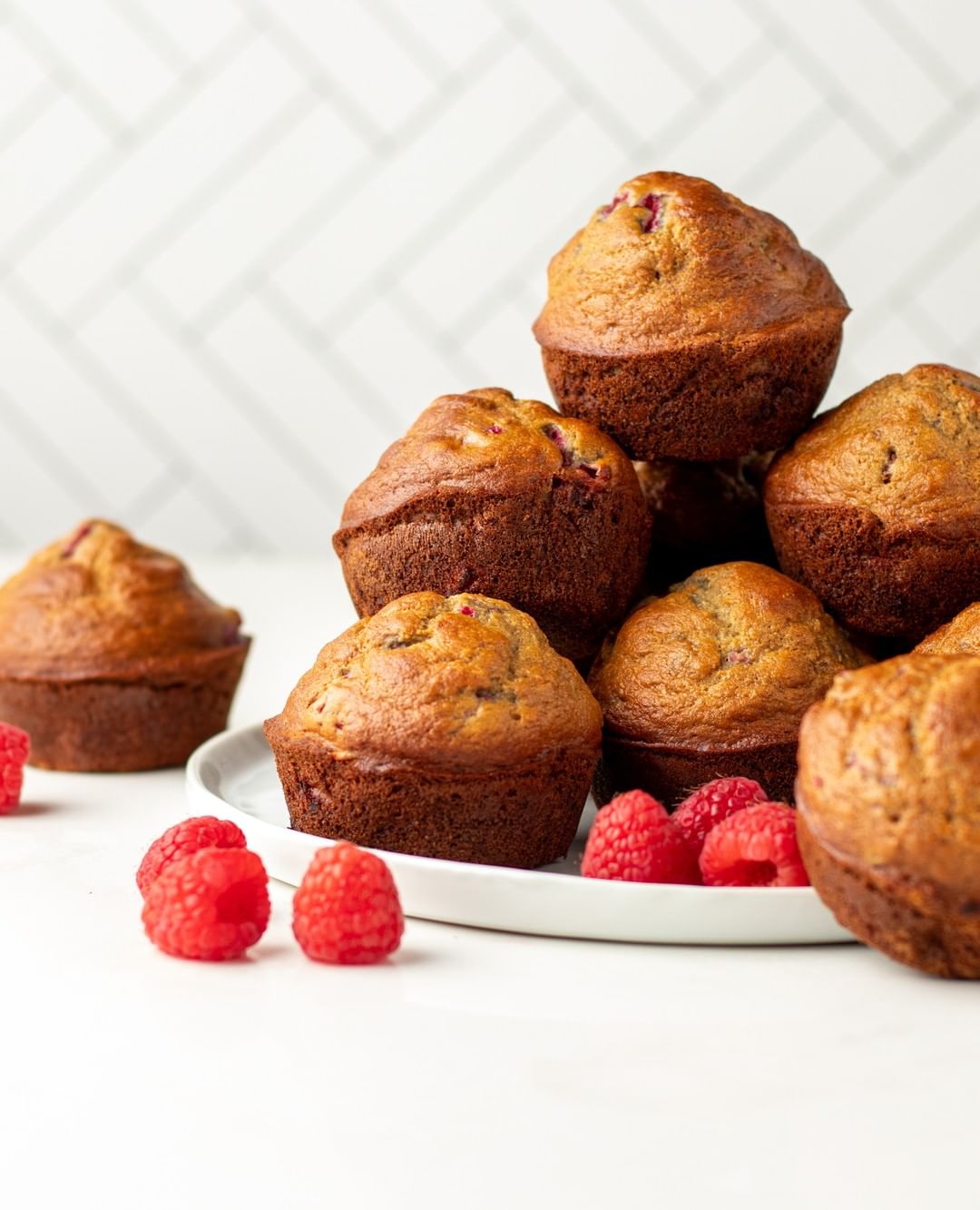 Easy Banana Raspberry Protein Muffins