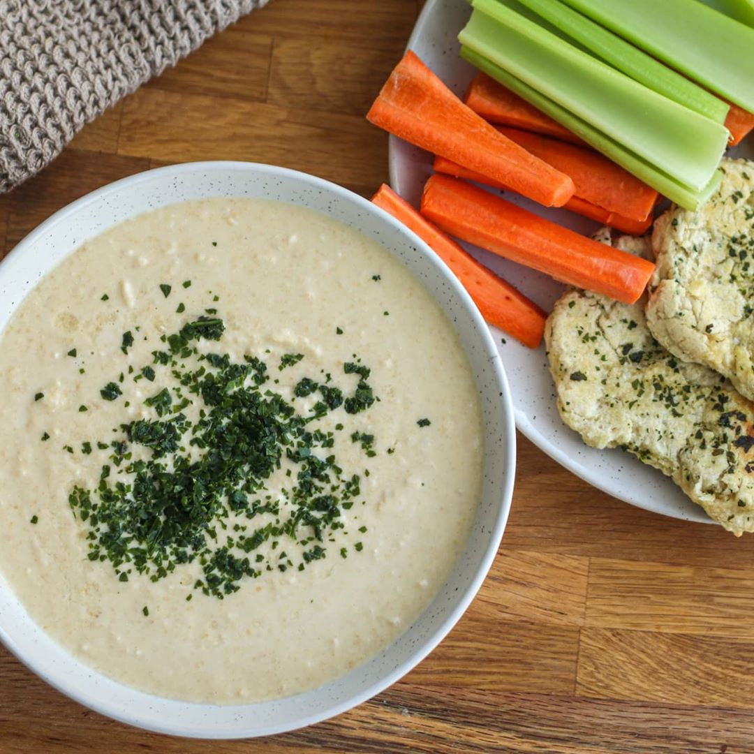 Hummus and no yeast panfried bread