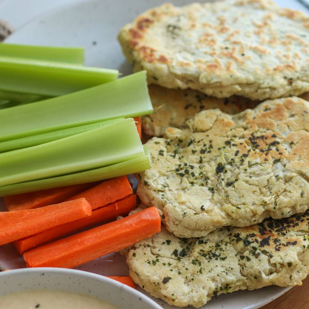 Hummus and no yeast panfried bread