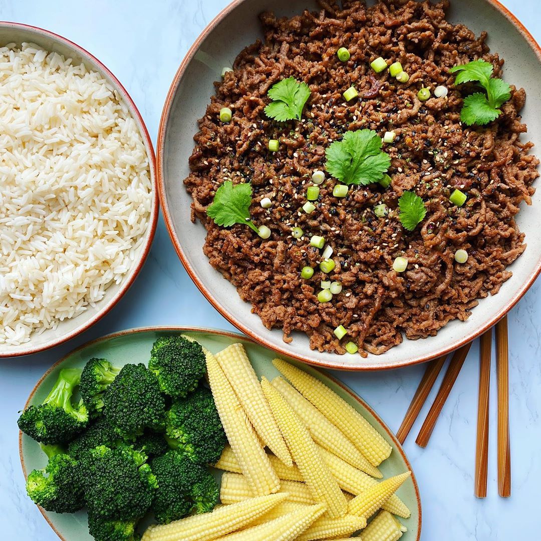 Korean Mince with Veggies and Rice