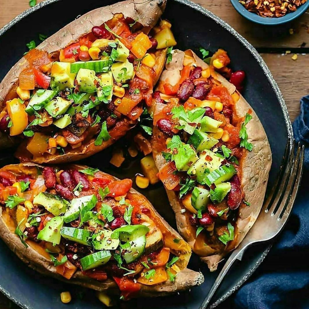 Chilli Stuffed Sweet Potatoes