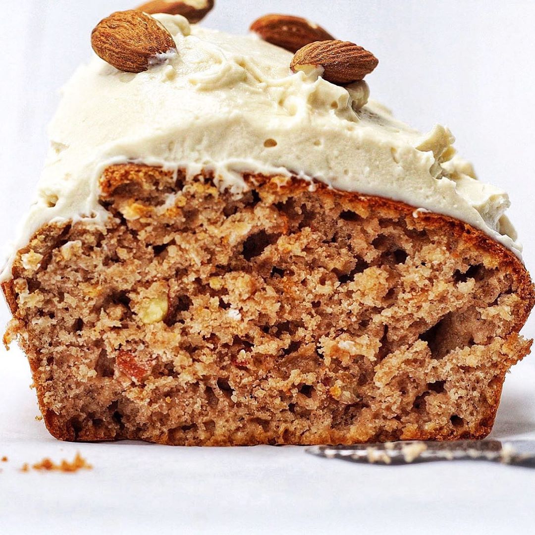 Almond & Coffee Bread with Vegan Cream Cheese Frosting