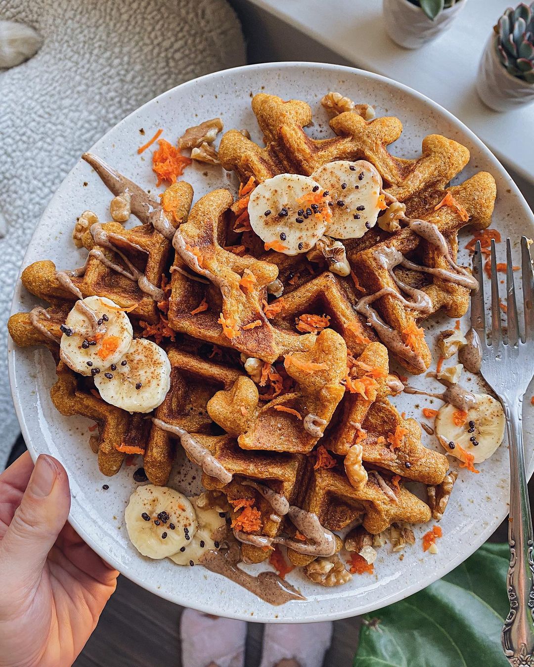 Paleo Carrot Cake Waffles