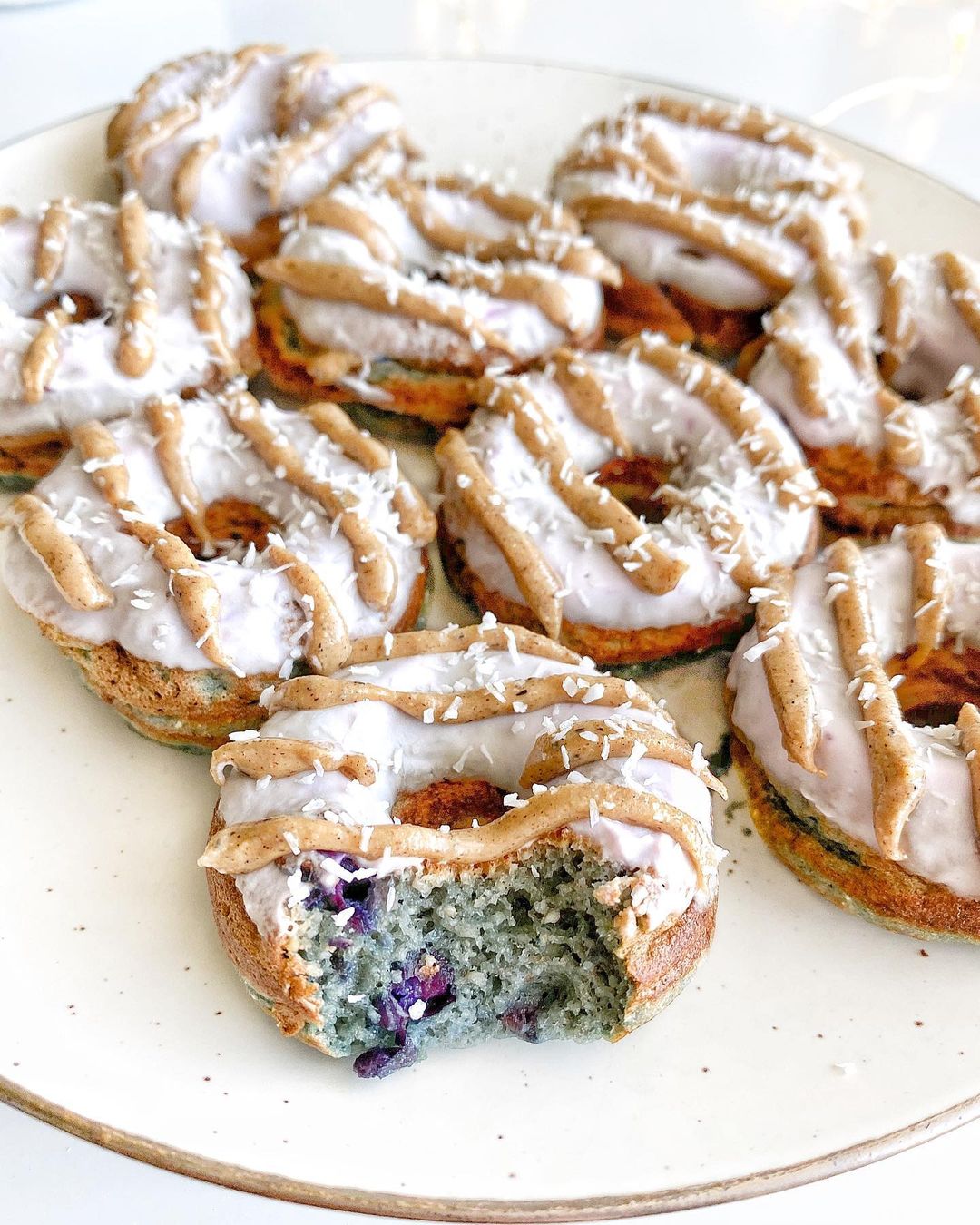 Mini Blueberry Donuts with Yogurt Topping