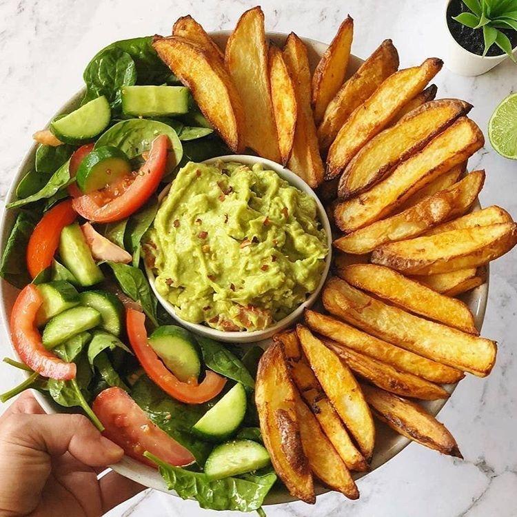 Oven Baked Crispy Fries and Guacamole