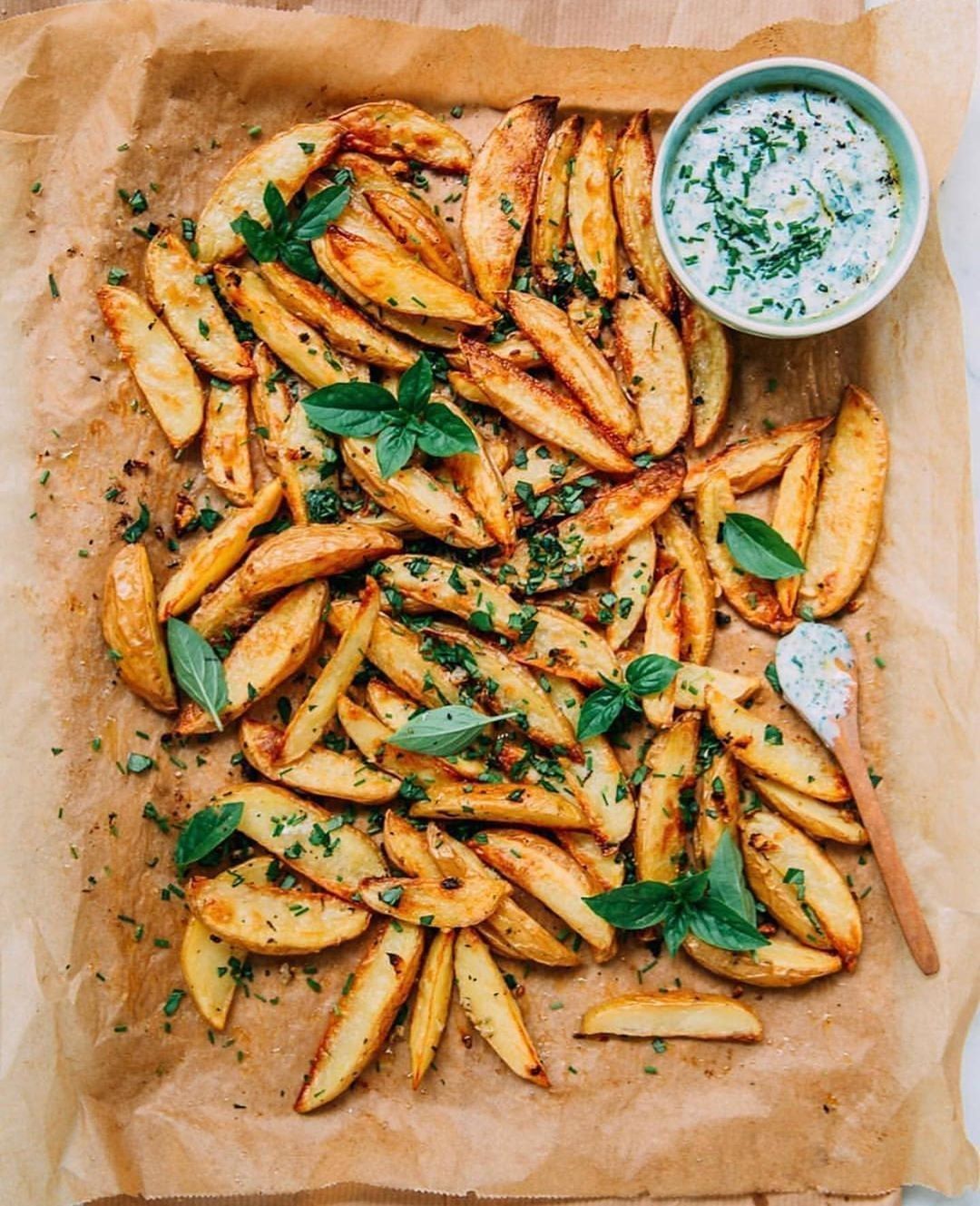 Super Crispy Garlic + Herb Fries