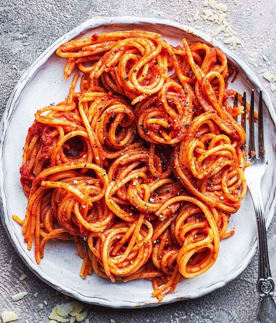 Spaghetti Drenched in Tomato Sauce