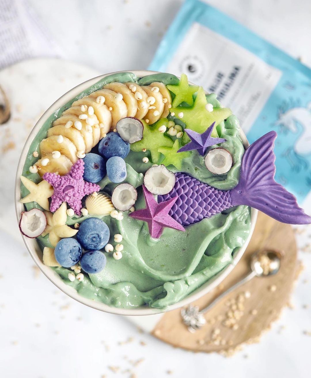 Mermaid Smoothie Bowl with Blue Spirulina