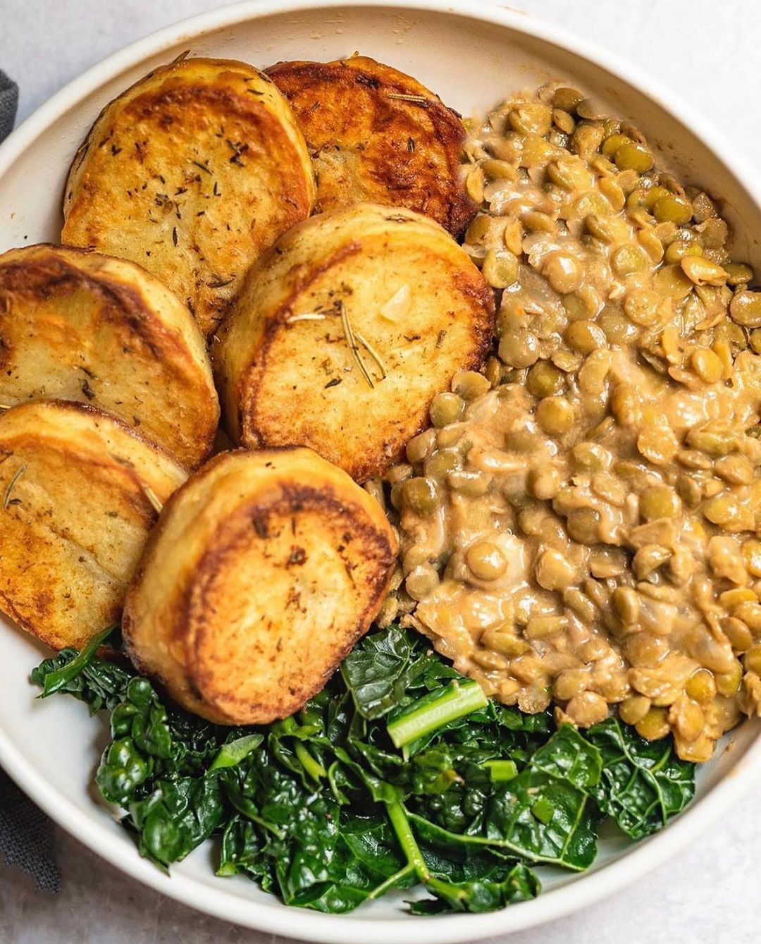 Creamy Tahini Lentils with Crispy Potatoes
