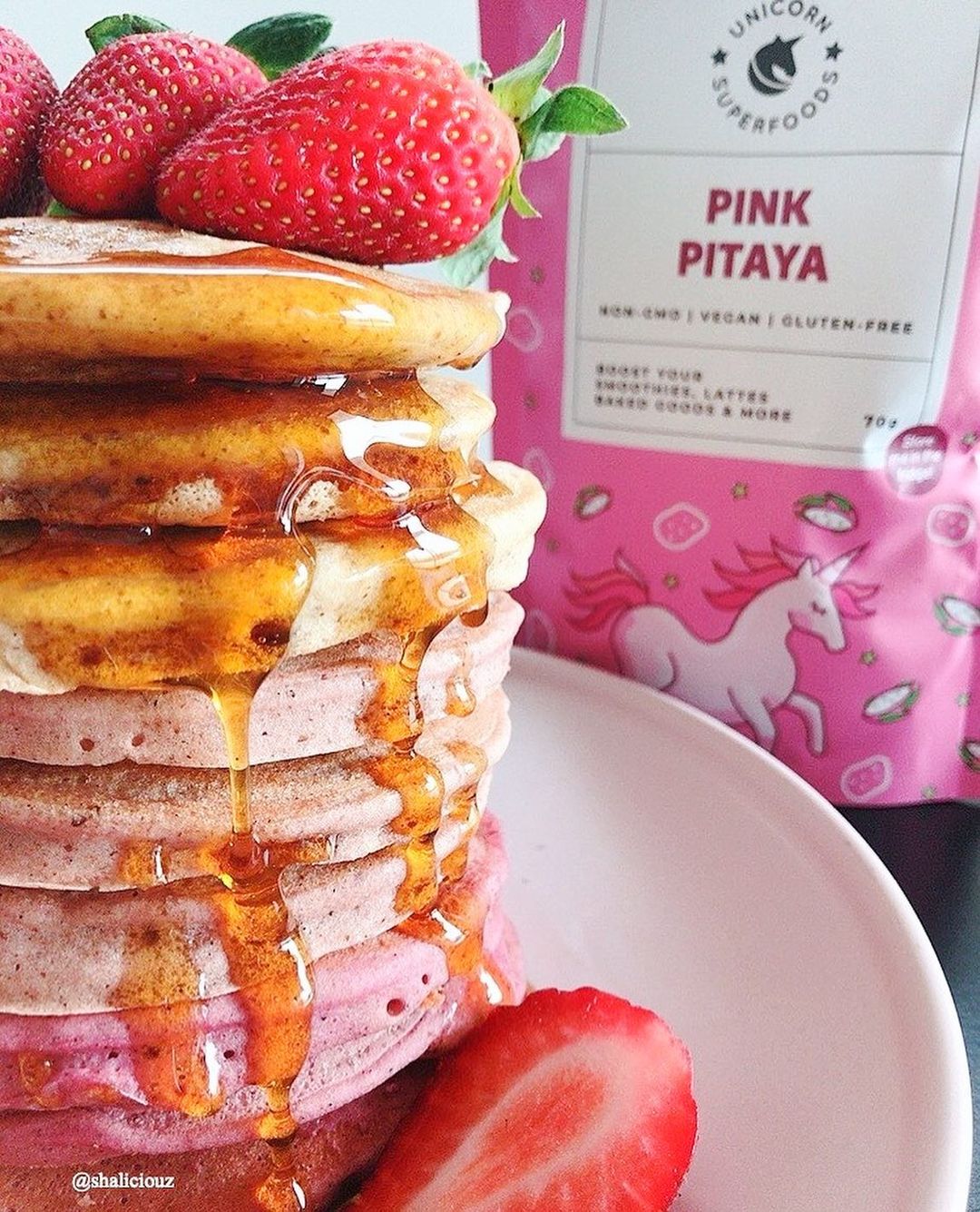 Pink Pitaya Ombré Vegan Buckwheat Pancakes