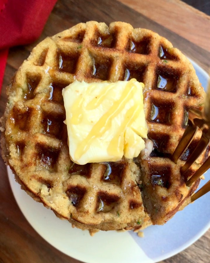 Zucchini Banana Bread Waffles