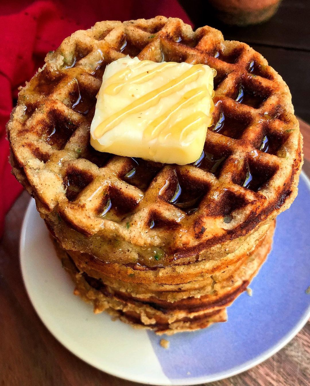 Zucchini Banana Bread Waffles