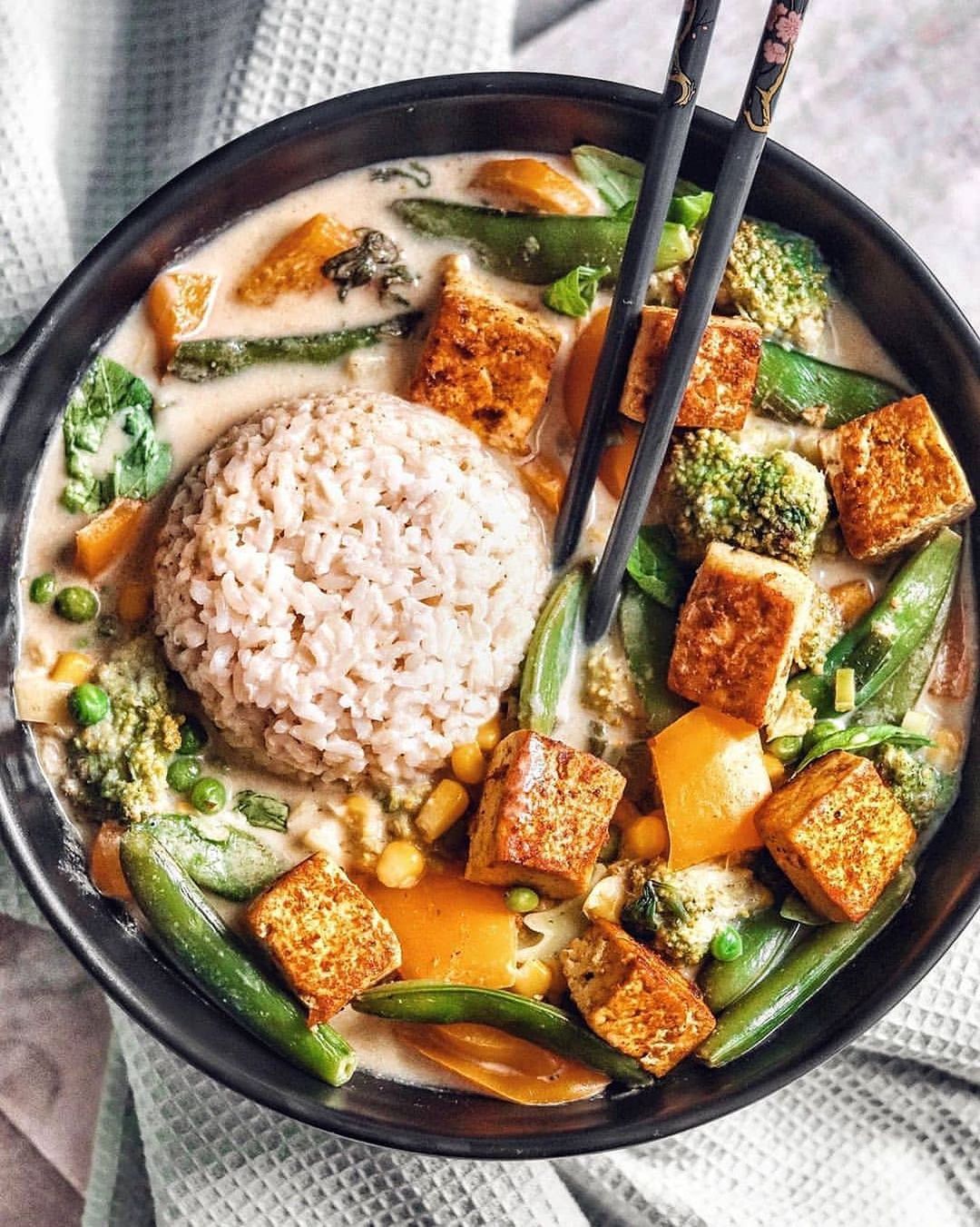 ​Green Coconut Curry with Pan Fried Tofu