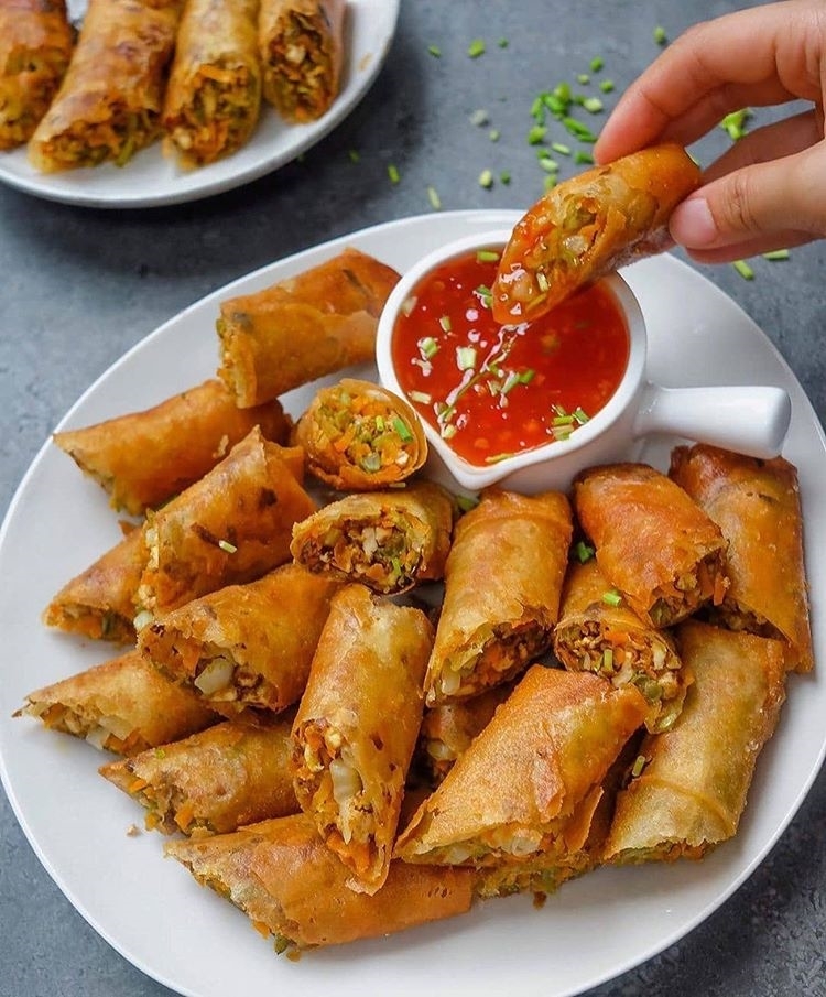 Fried Tofu and Vegetable Spring Rolls