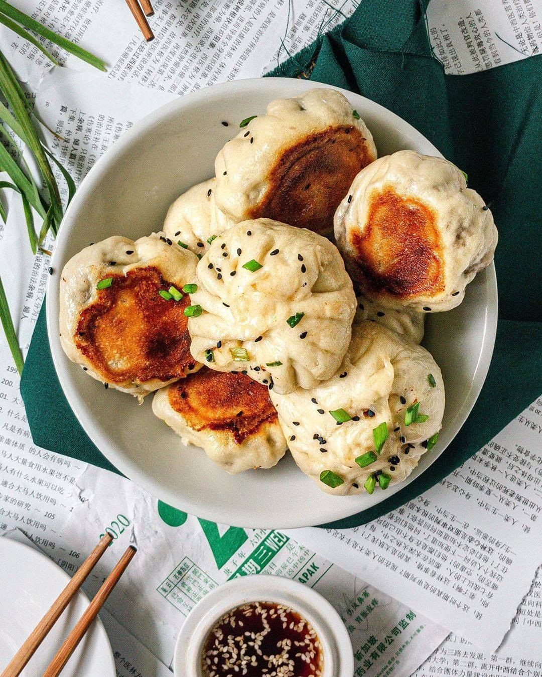 Vegan Pan Fried Mushroom + Chive Buns