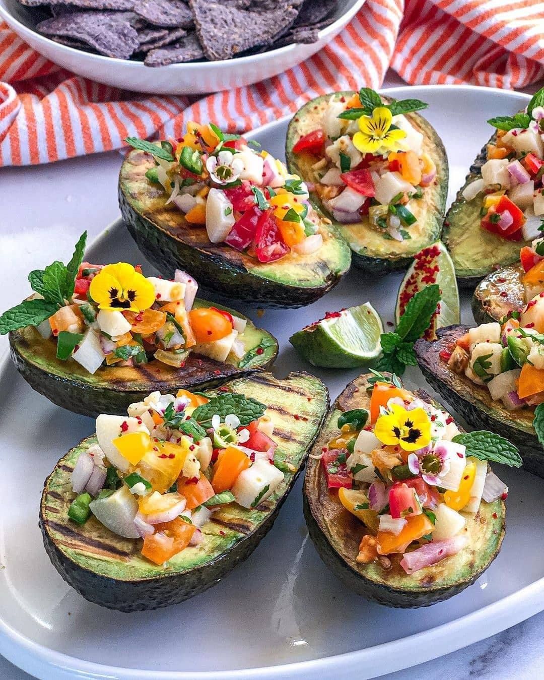 Plant-Based Ceviche on Grilled Avocado Boats