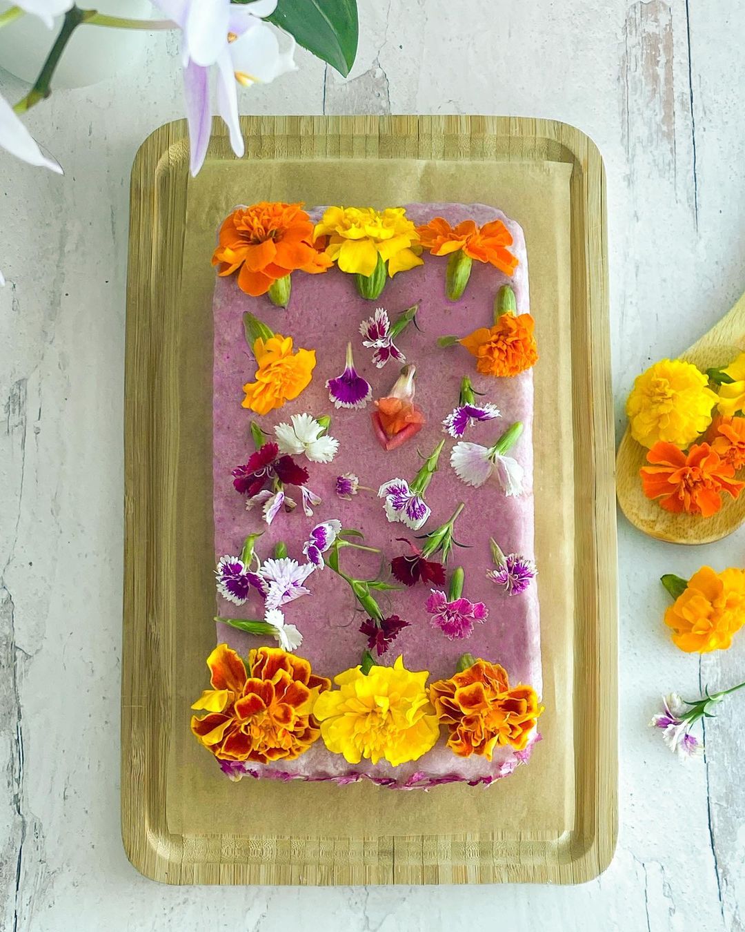 Vegan Flower Cake with Pitaya Vanilla Frosting