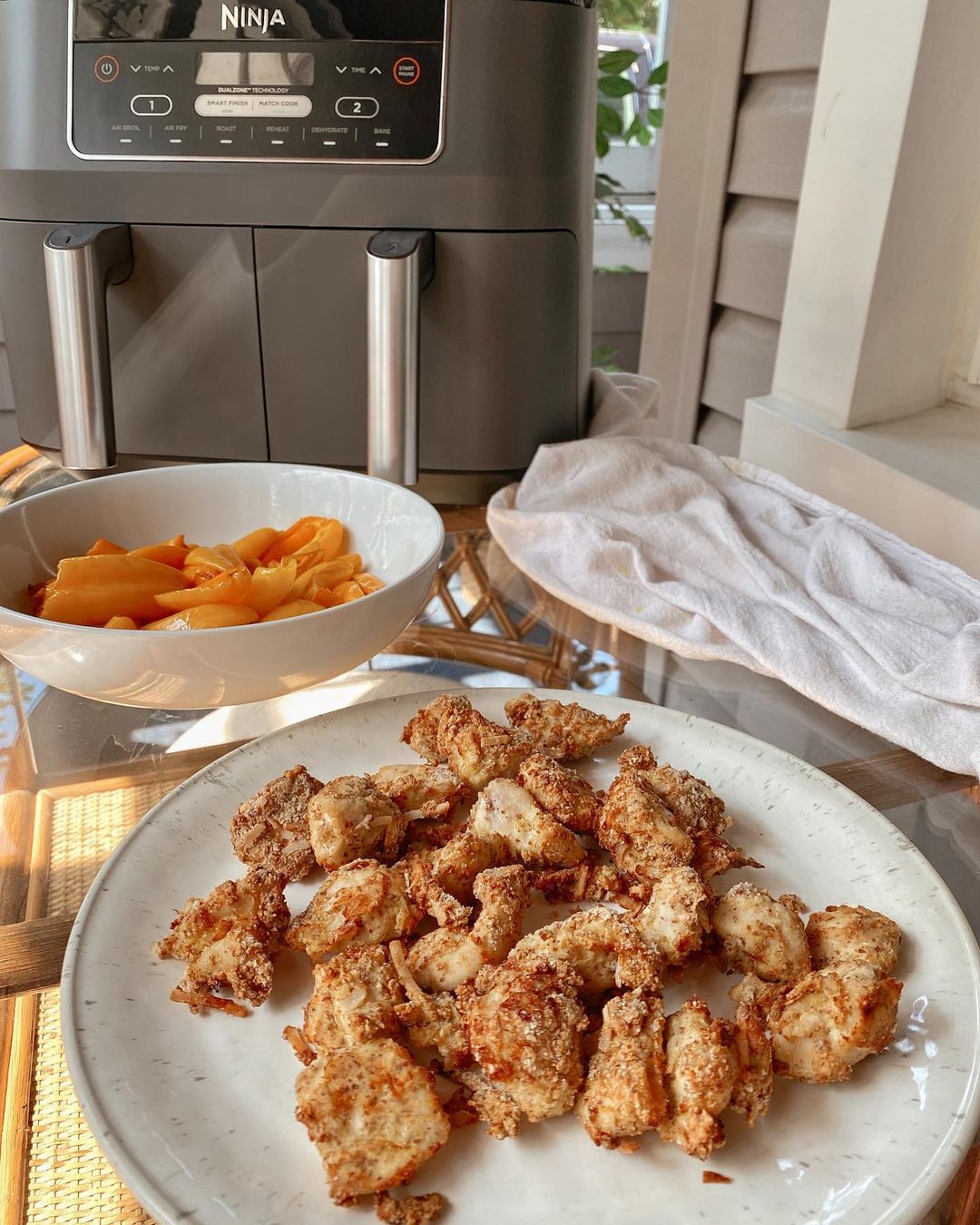 Gluten-Free Coconut Chicken Bites with Roasted Peppers