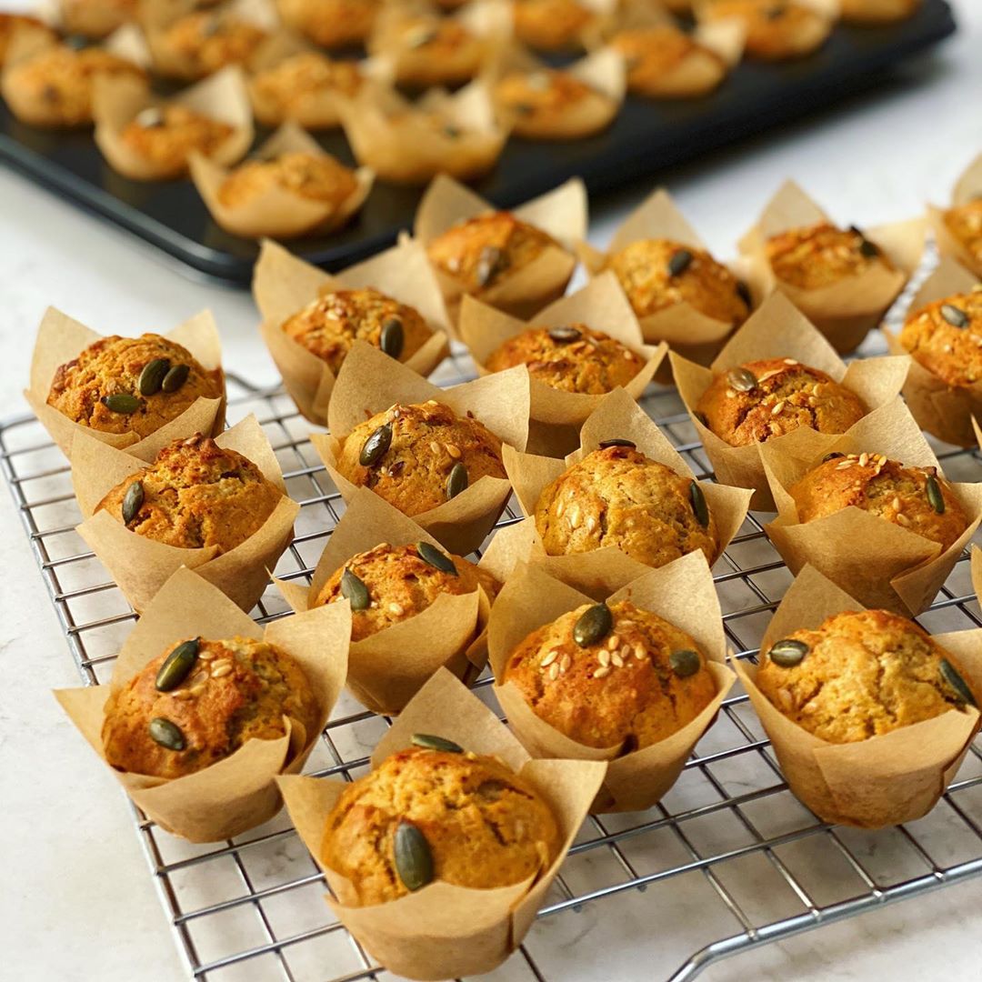 Mini pear and seed muffins