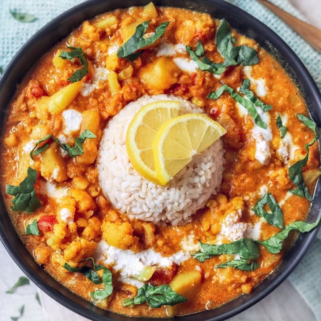 Cauliflower Potato Lentil Curry