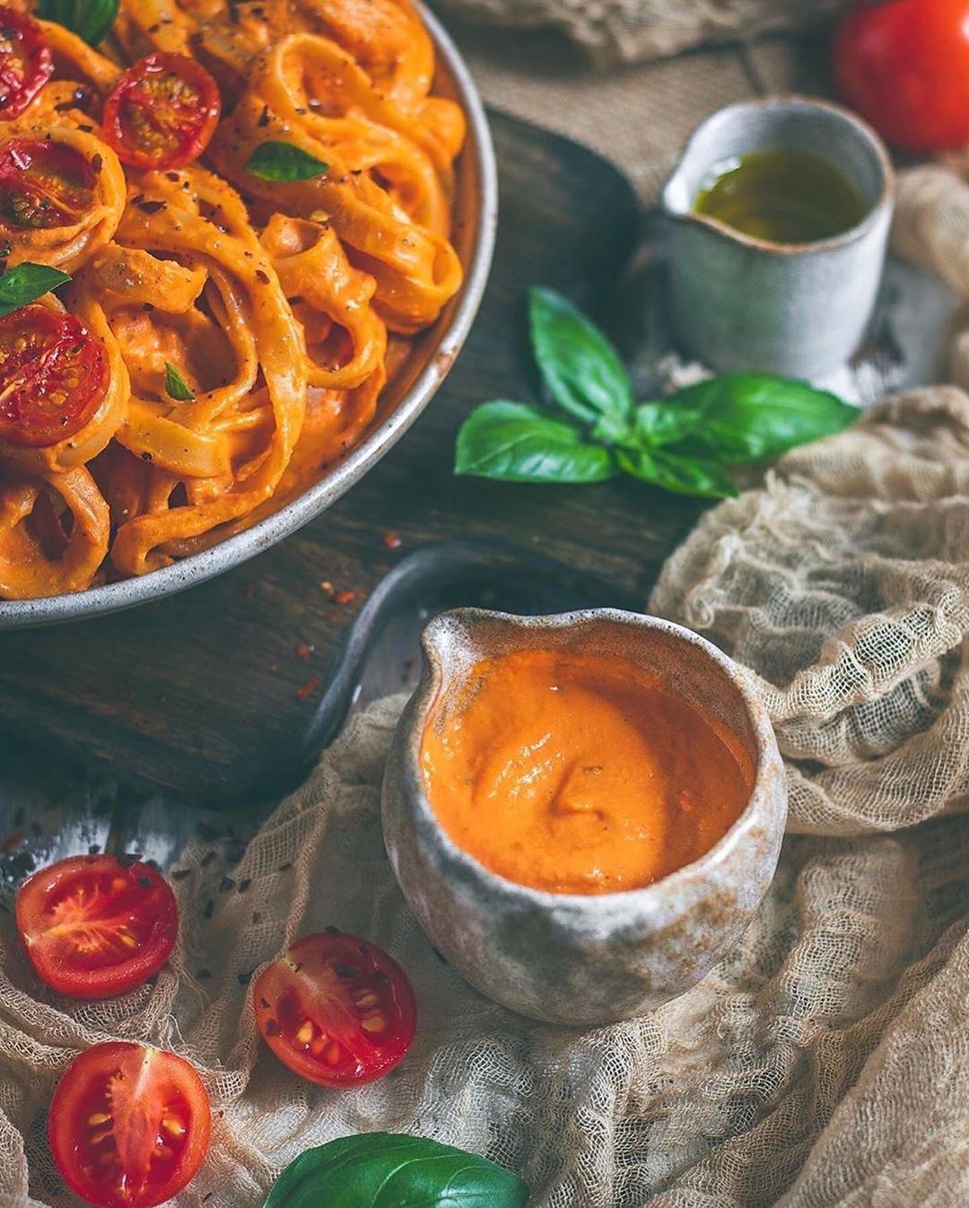 Roasted Red Pepper & Cherry Tomato Fettuccine