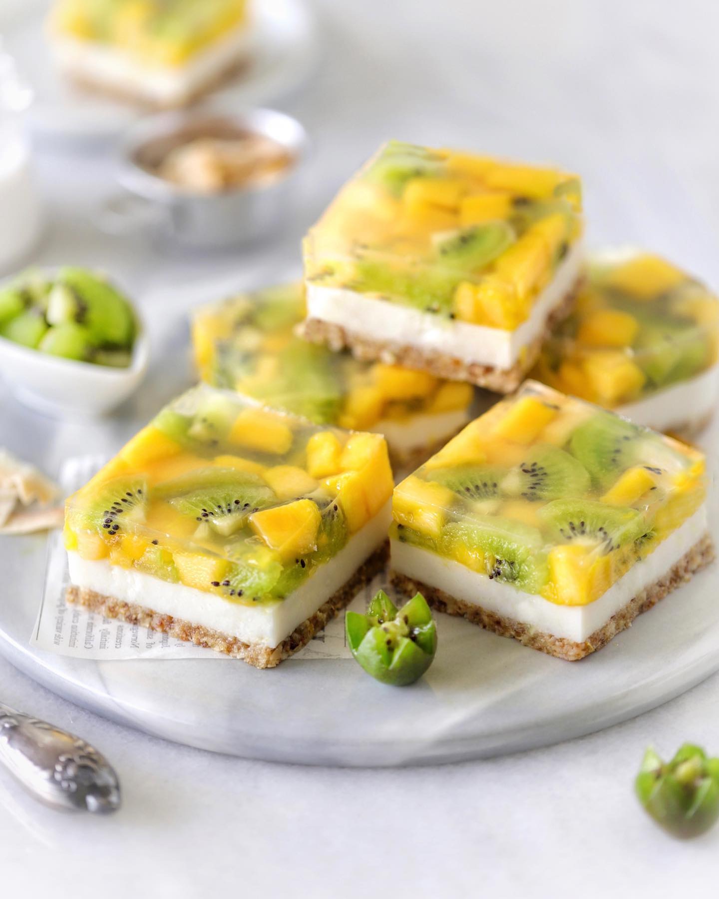 Tropical Coconut Kiwi Mango Squares