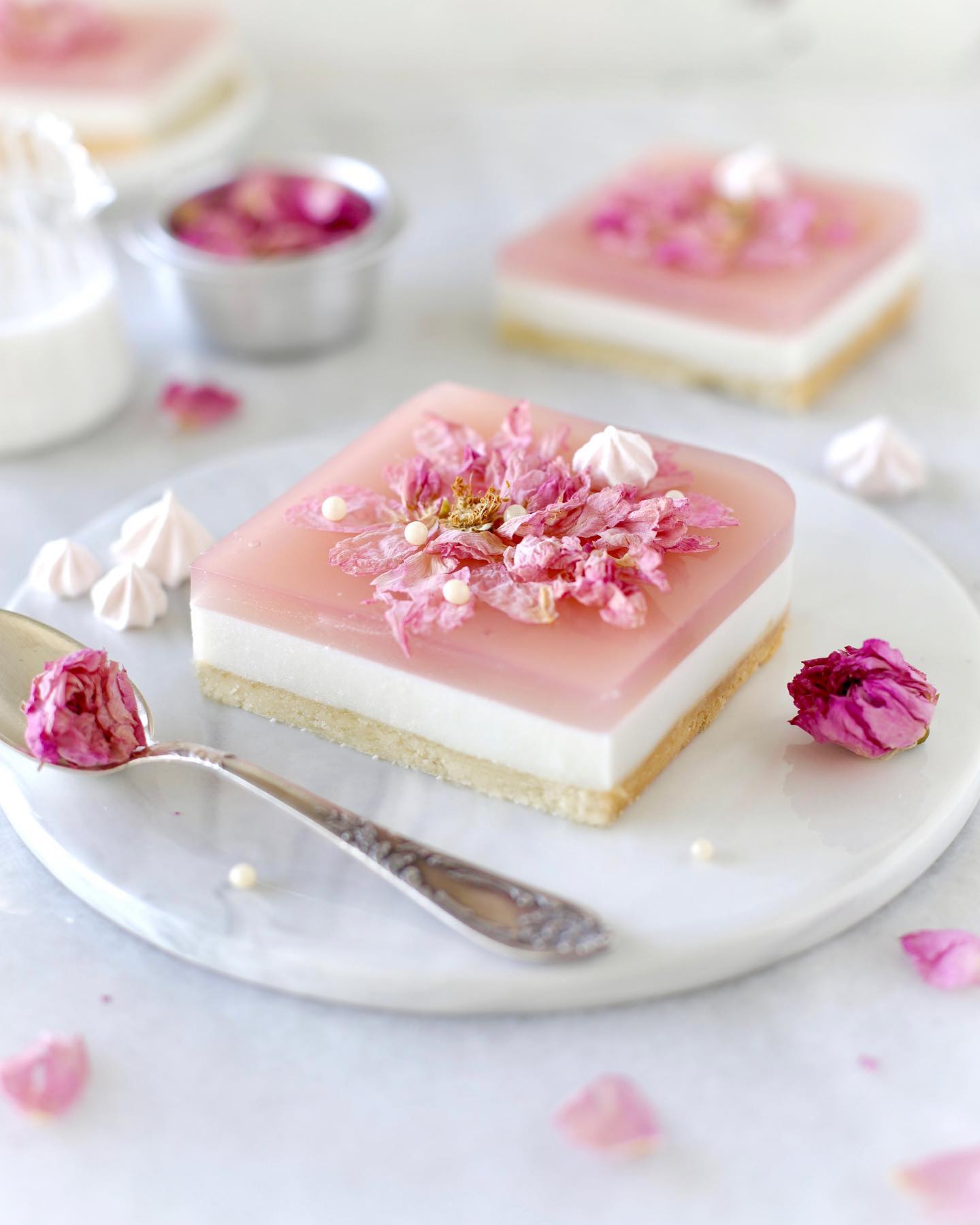 Vegan Panna Cotta with Rose Jelly