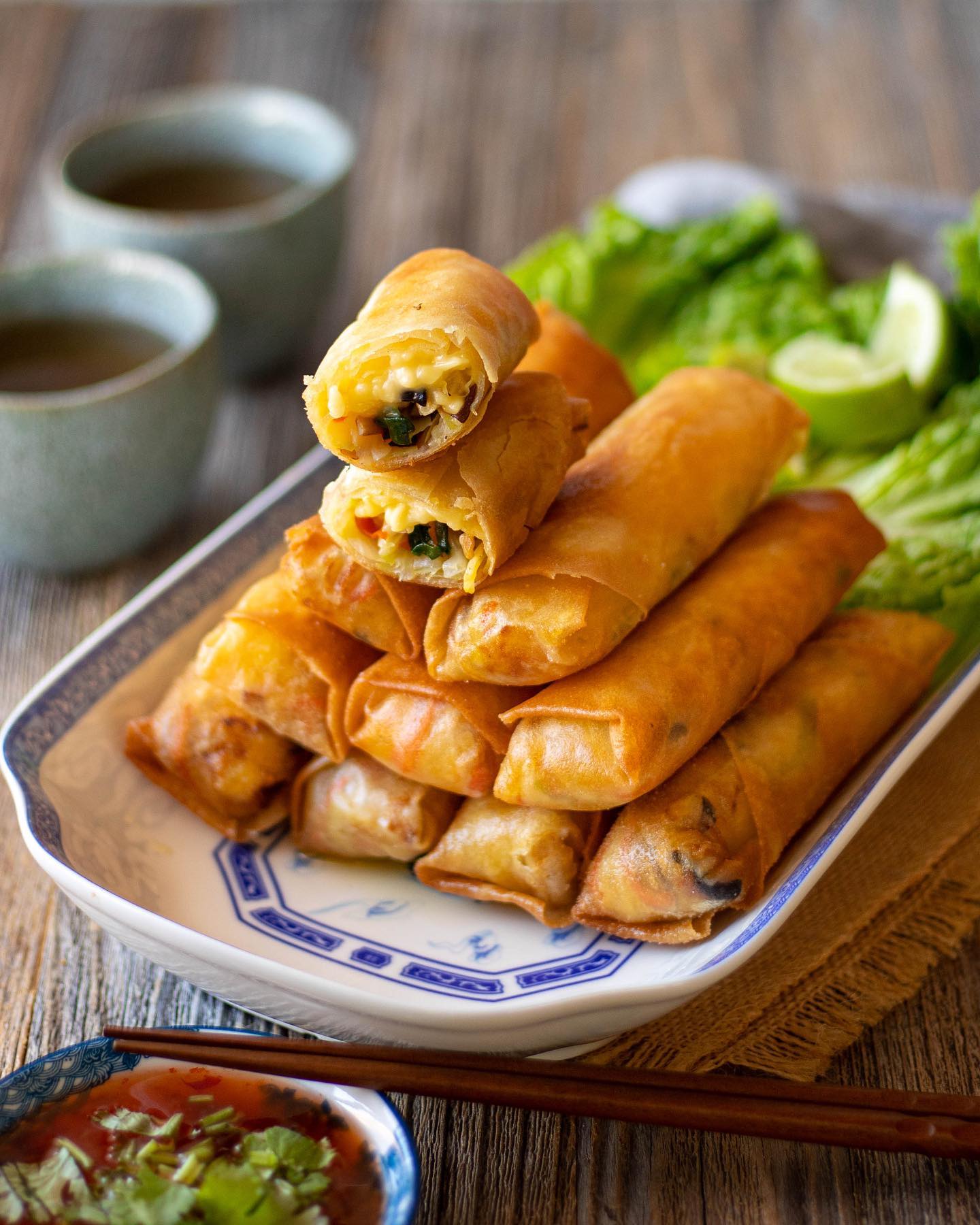 Vegetable and Cheese Crispy Plant-Based Spring Rolls