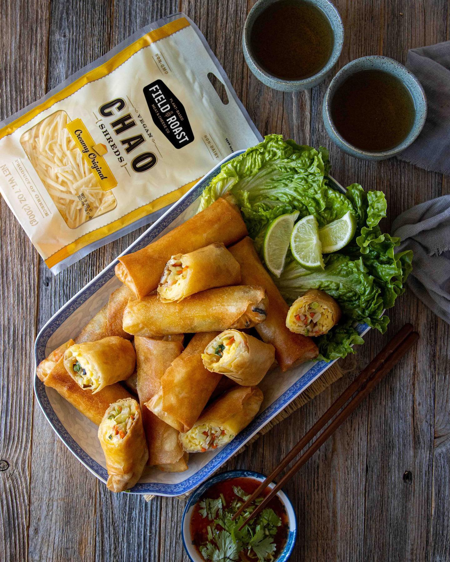 Vegetable and Cheese Crispy Plant-Based Spring Rolls