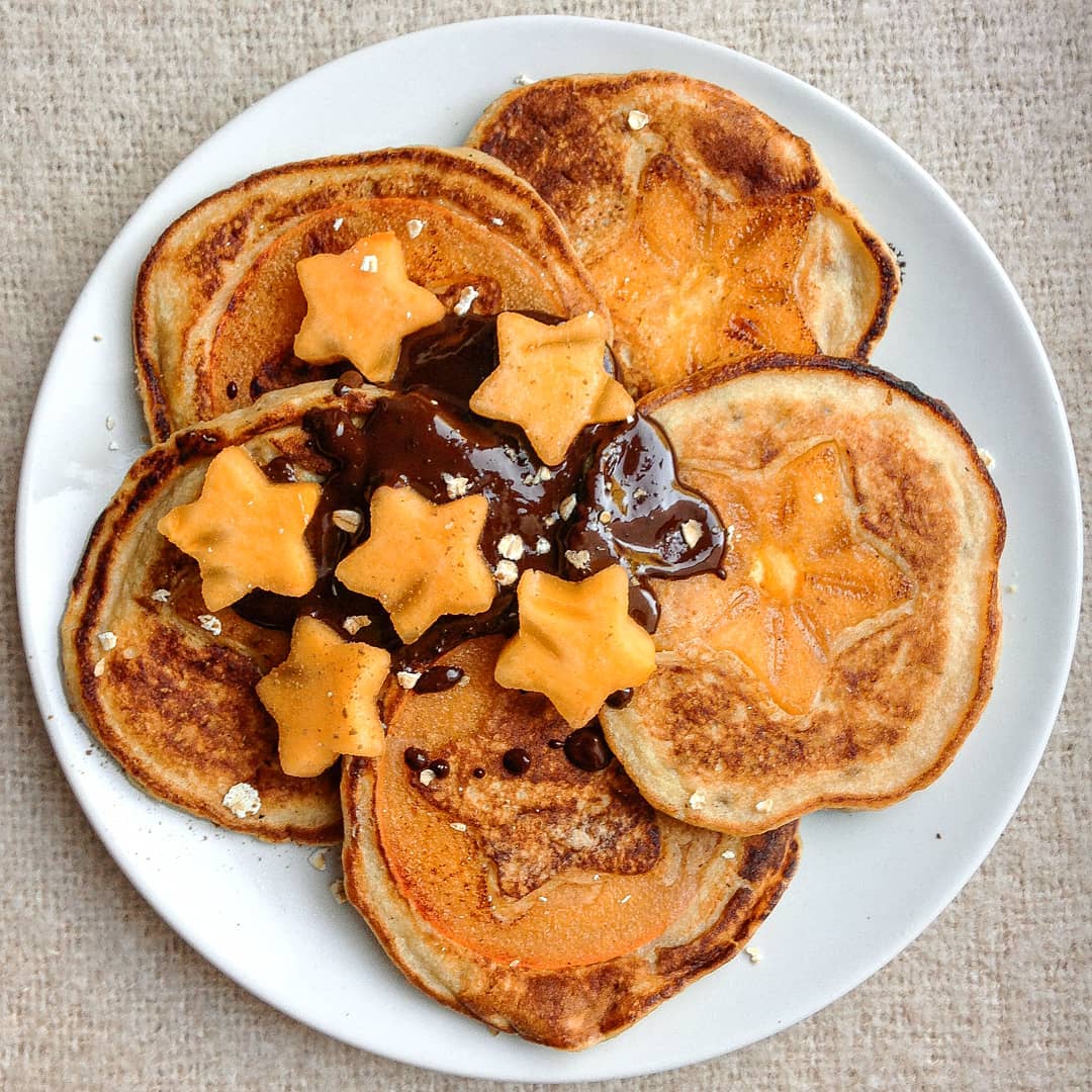 Banana Pancakes with Chocolate & Persimmon Stars