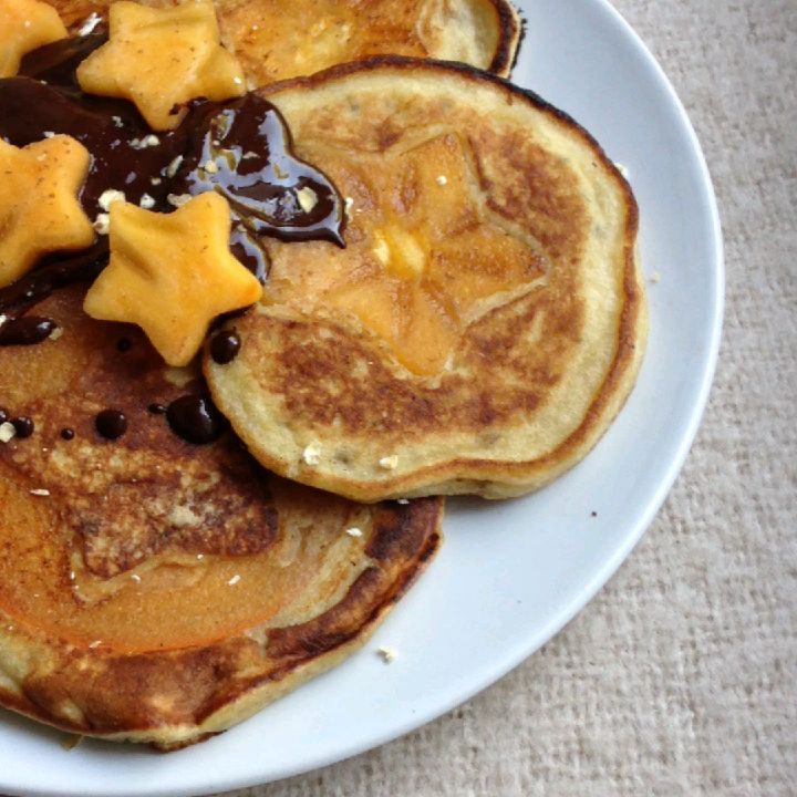 Banana Pancakes with Chocolate & Persimmon Stars