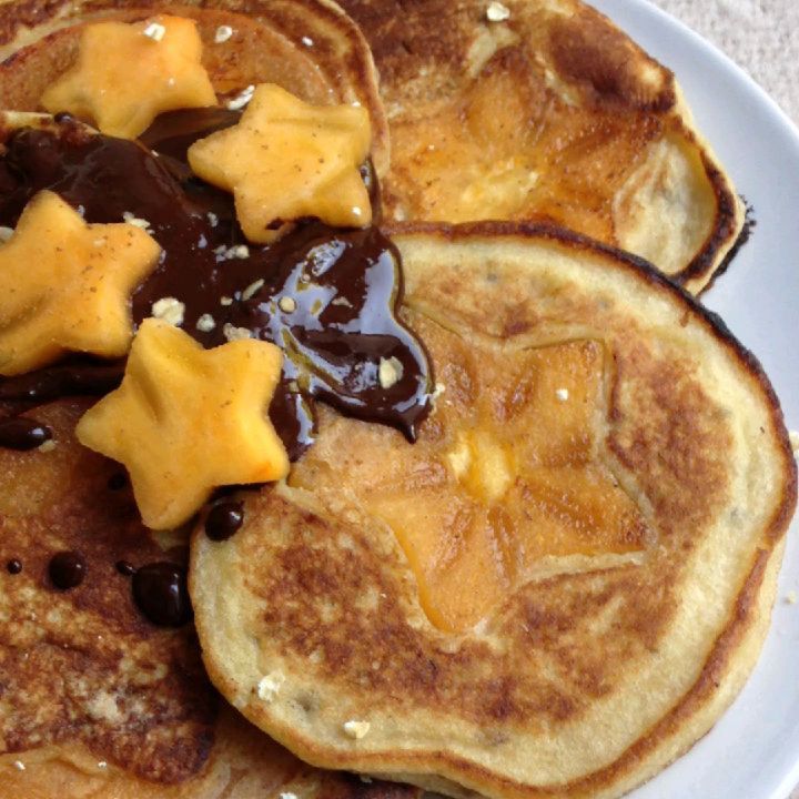 Banana Pancakes with Chocolate & Persimmon Stars