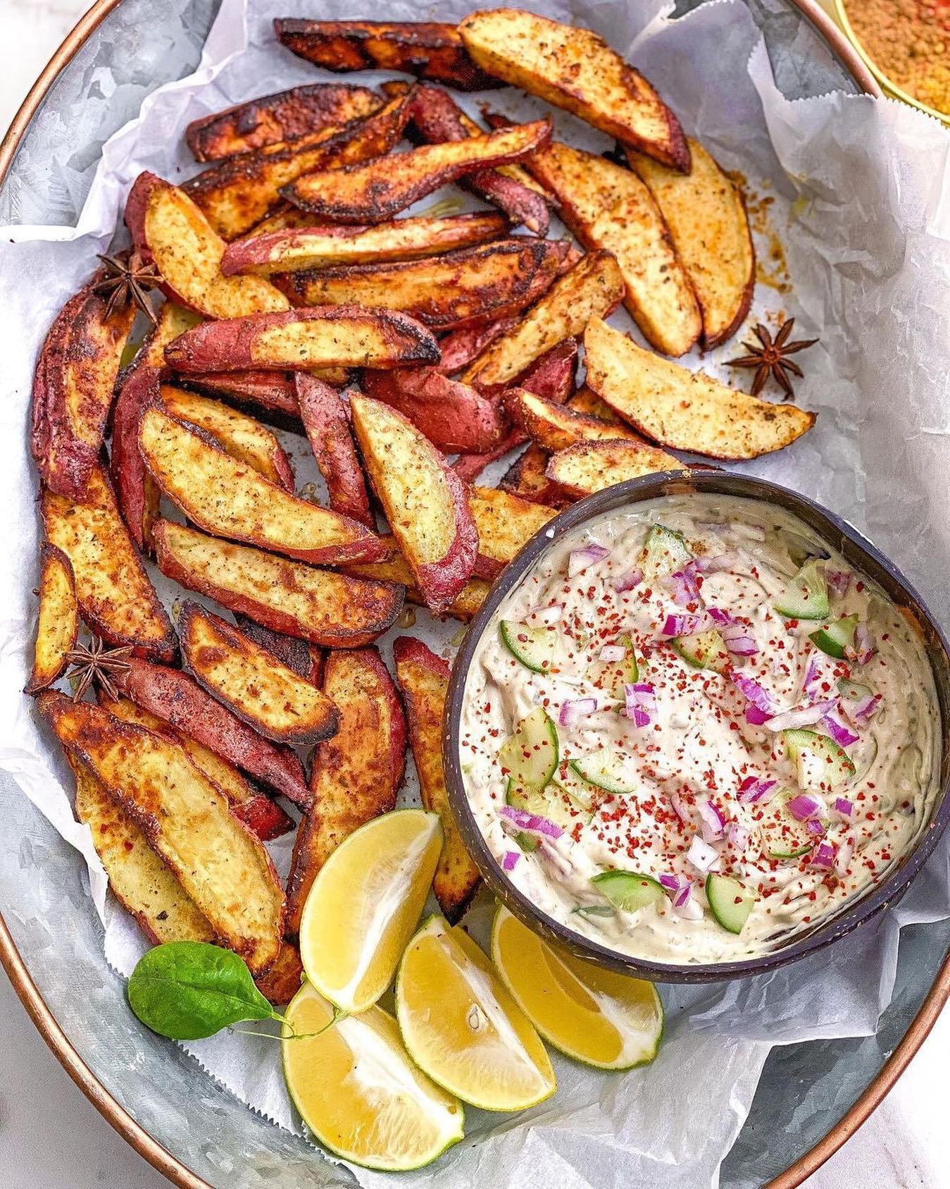 Masala Fries with Vegan Raita