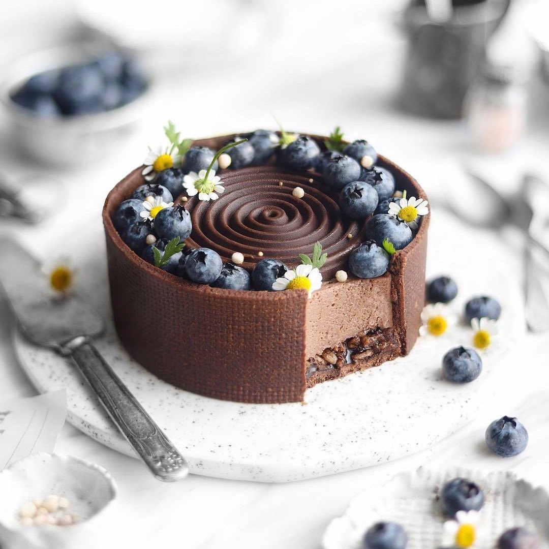 Chocolate Mousse Cake with Rice Krispie Layer