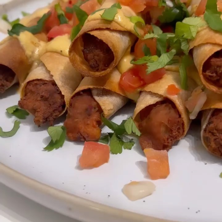 Vegan Black Bean Taquitos with Cashew Cheese Sauce