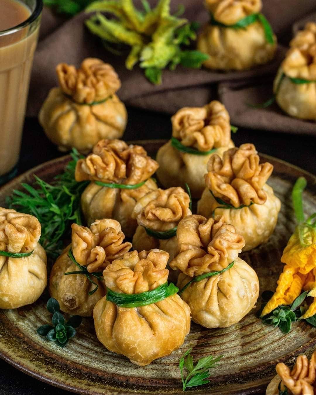 Homemade Potli Samosas with Potato and Pea Filling