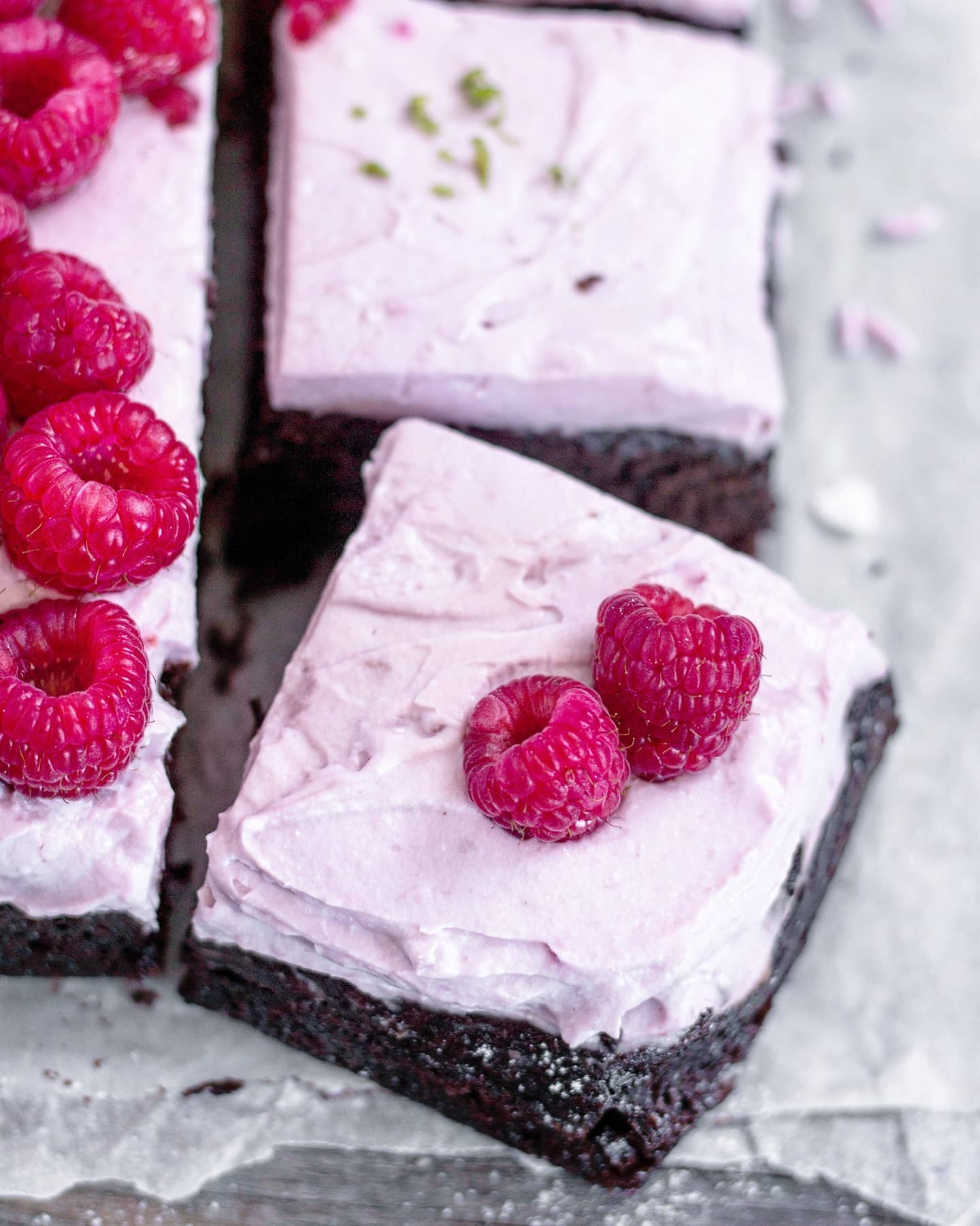 Decadent Raspberry Brownie with Coconut Cream Frosting