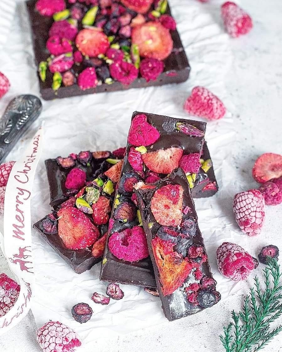 Mixed Berry Vegan Chocolate Bark