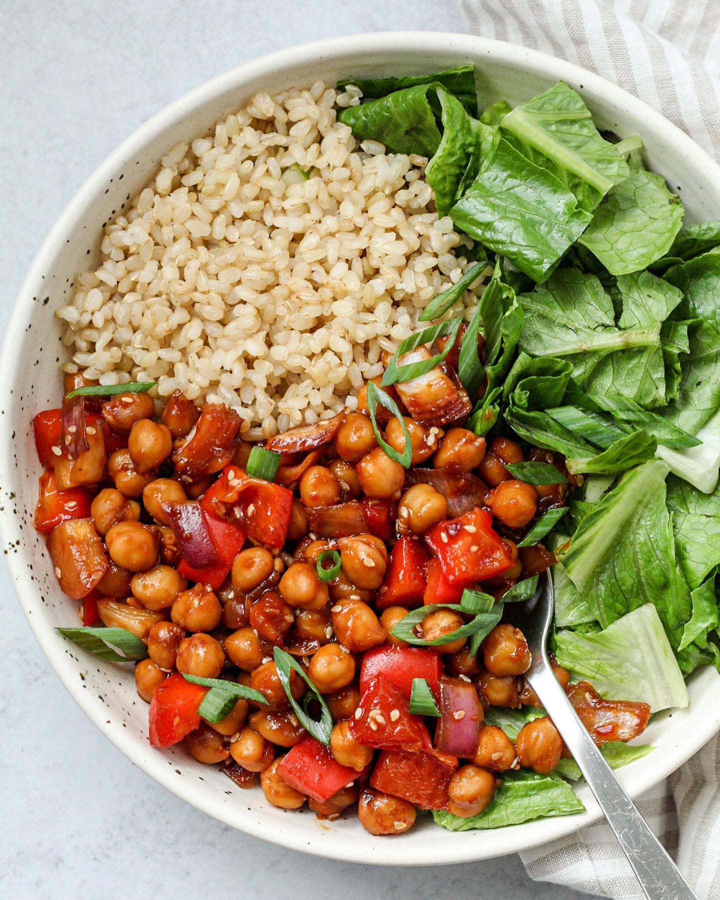 Garlic Chili Chickpeas Bowl