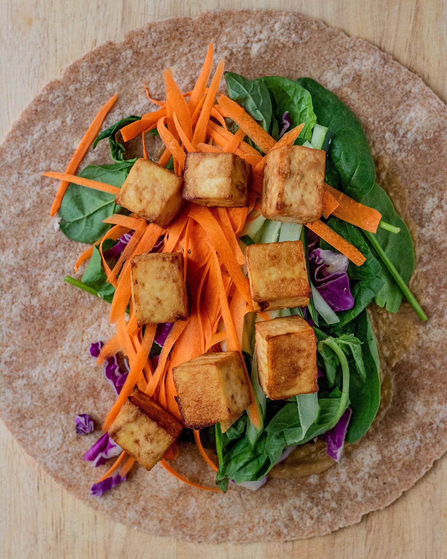 Easy Miso Mustard Tofu Wraps