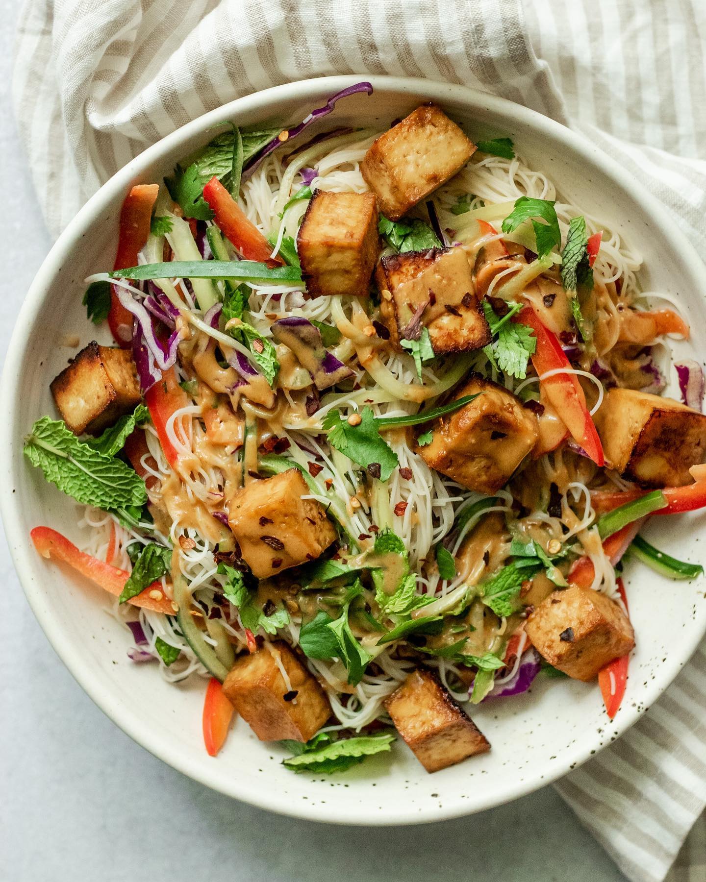 Sweet Hoisin Tofu Vermicelli Noodle Salad